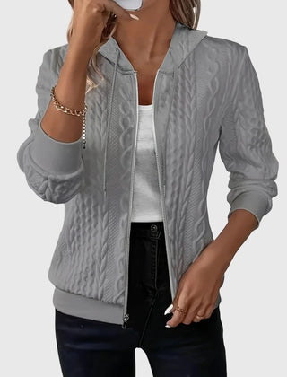 Elsie | Minimalist Zip-Up Hoodie with Full-Length Zip - Grey
