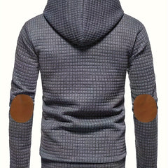 Hamish | Textured Relaxed Hoodie with Contrast Elbow Patches