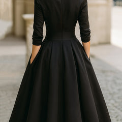 Margaret | Pleated Wrap Midi Dress with Shawl Collar