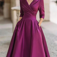 Dahlia | Elegant Evening Dress with V-Neckline - Purple