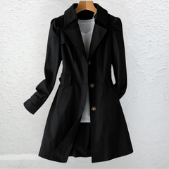 Josie | Tailored Trench Coat with Vintage Collar - Black