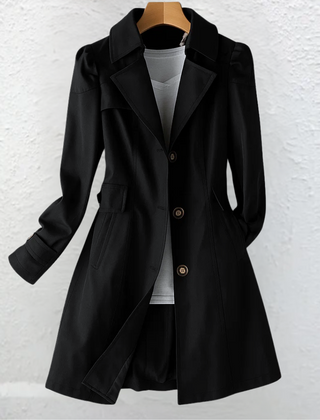 Josie | Tailored Trench Coat with Vintage Collar - Black