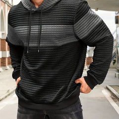 Rory | Textured Colour-Block Hoodie with Front Pocket - Dark Grey