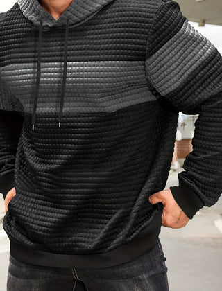 Rory | Textured Colour-Block Hoodie with Front Pocket - Dark Grey