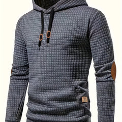Hamish | Textured Relaxed Hoodie with Contrast Elbow Patches