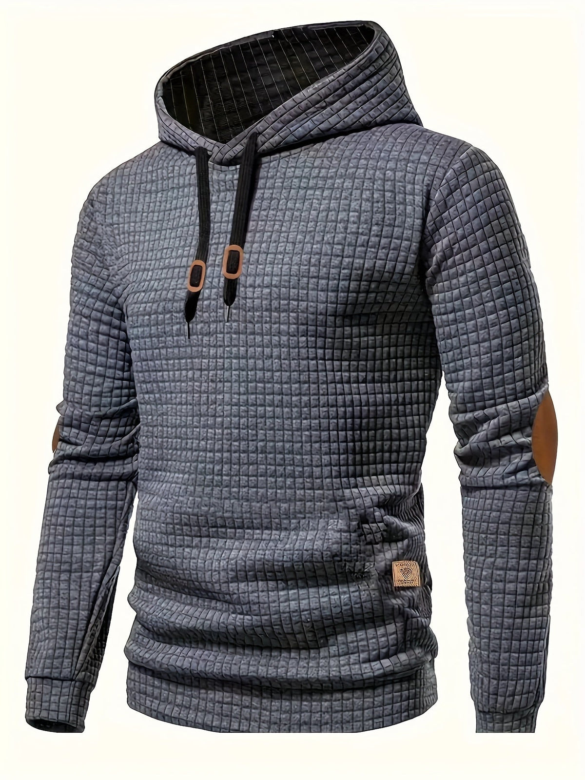 Hamish | Textured Relaxed Hoodie with Contrast Elbow Patches