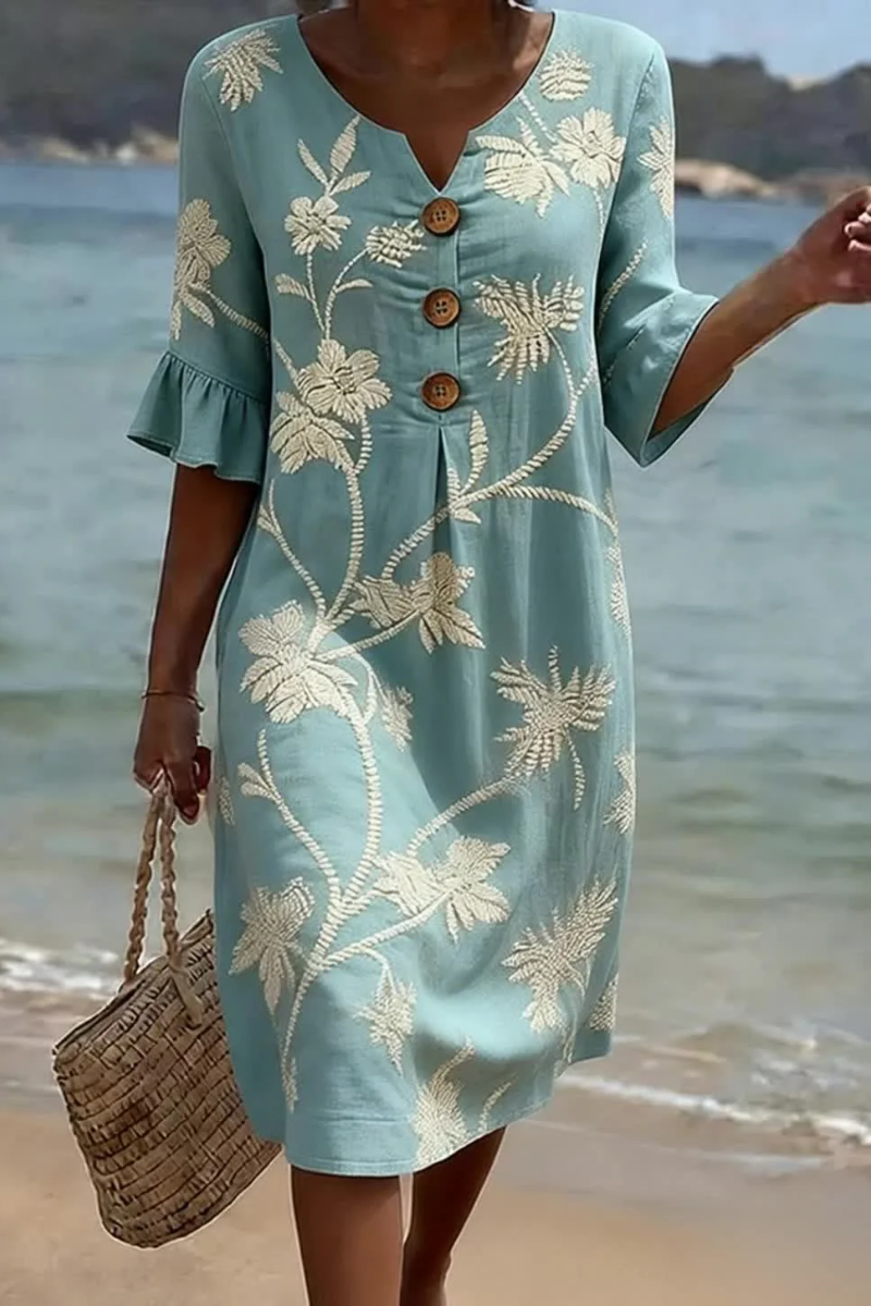 Harbour | Embroidered Botanical Midi Dress