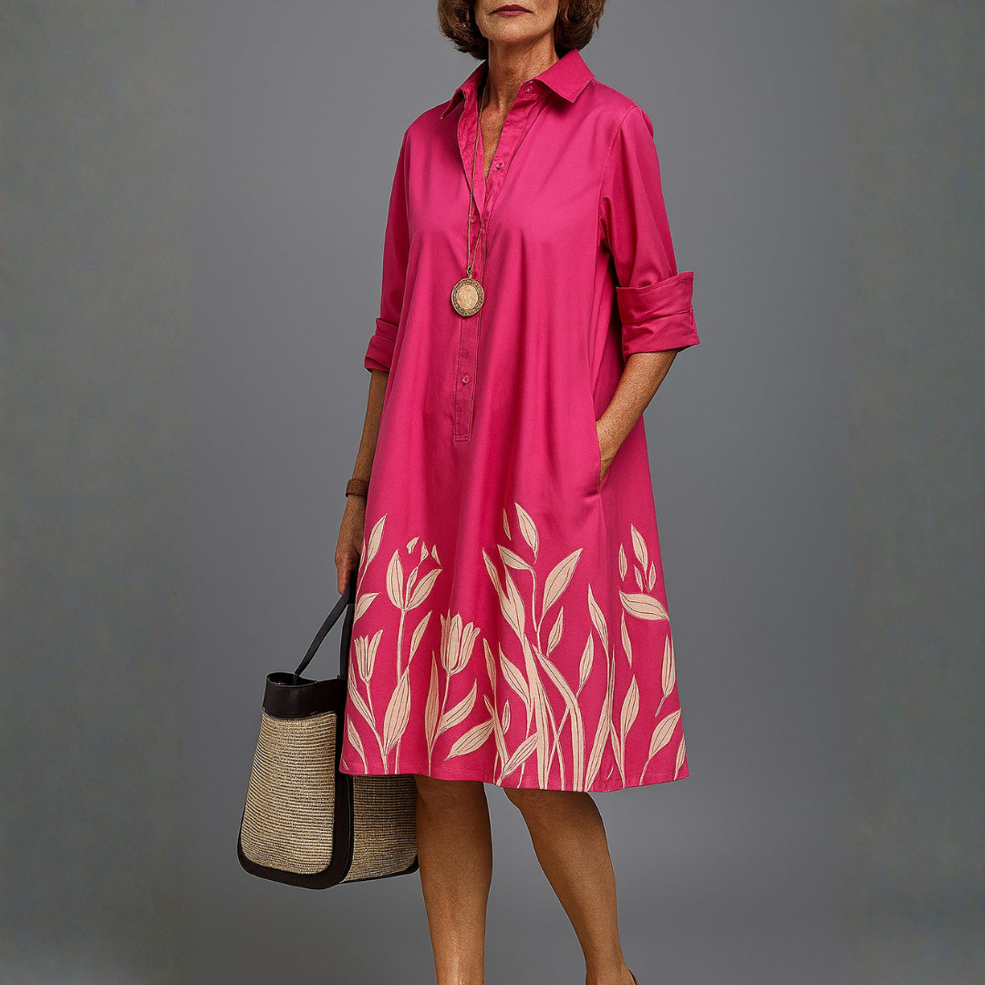 Poppy | Tulip Border Print Shirt Midi Dress
