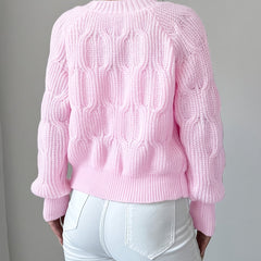 Feminine Cable-Knit Cardigan with Bow Details