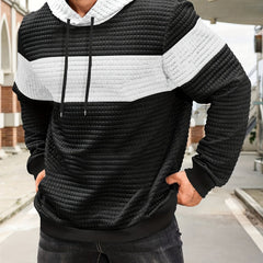 Rory | Textured Colour-Block Hoodie with Front Pocket - White