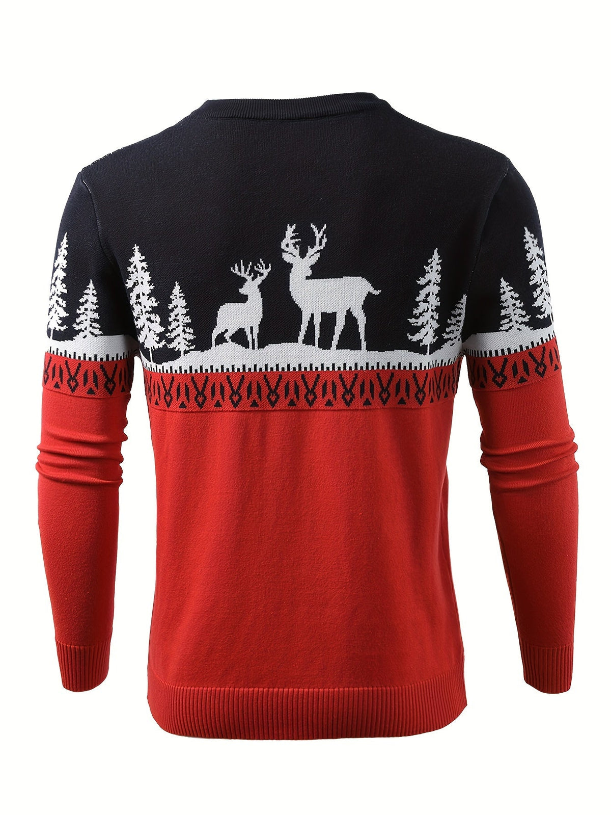 Fergus | Festive Crew Neck Jumper with Reindeer and Pine Design