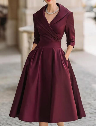 Dahlia | Elegant Evening Dress with V-Neckline - Wine