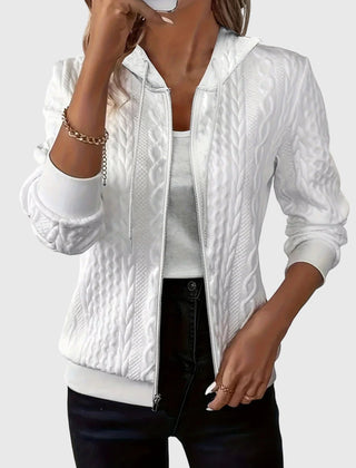 Elsie | Minimalist Zip-Up Hoodie with Full-Length Zip - White