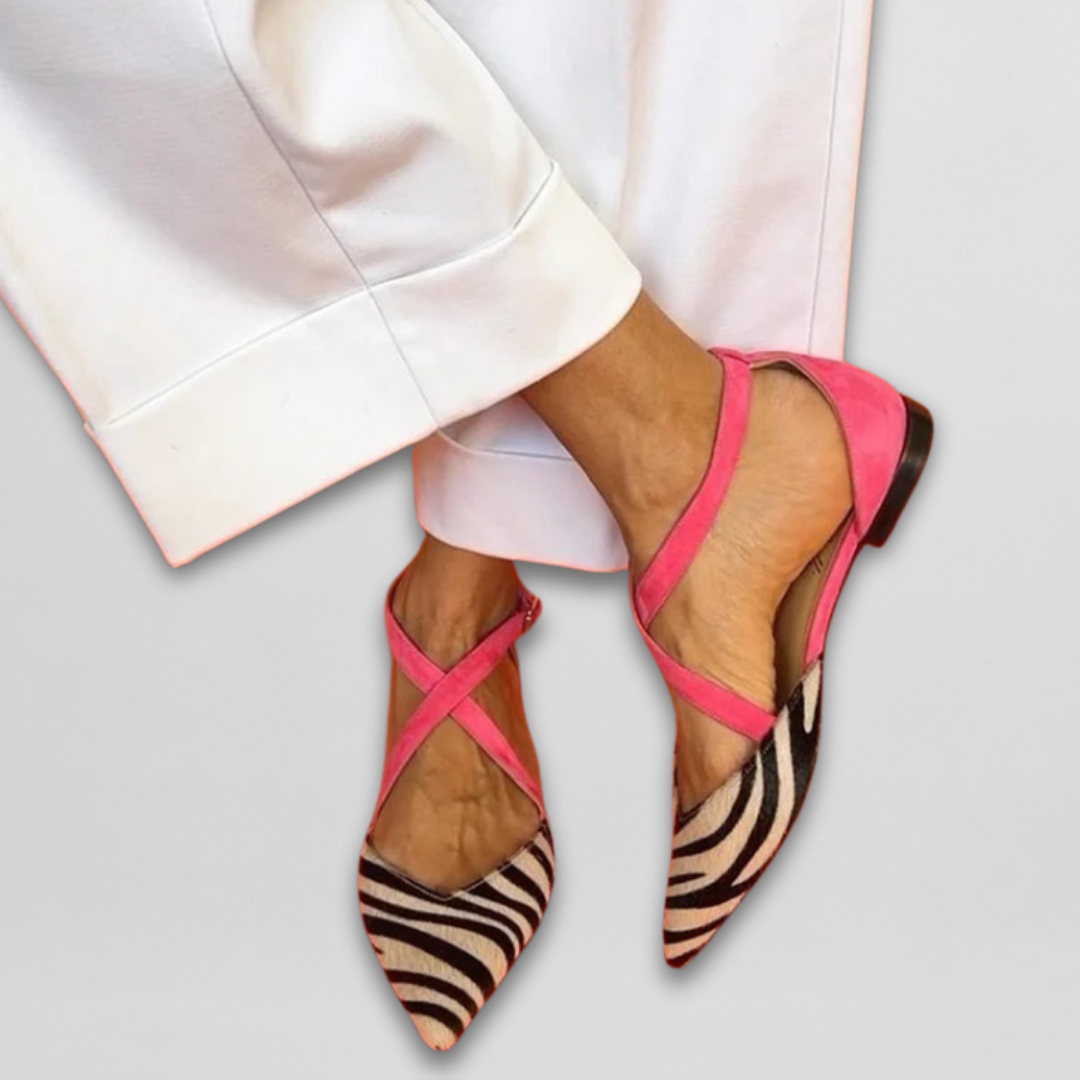 Amelia | Zebra Strap Ballet Flats