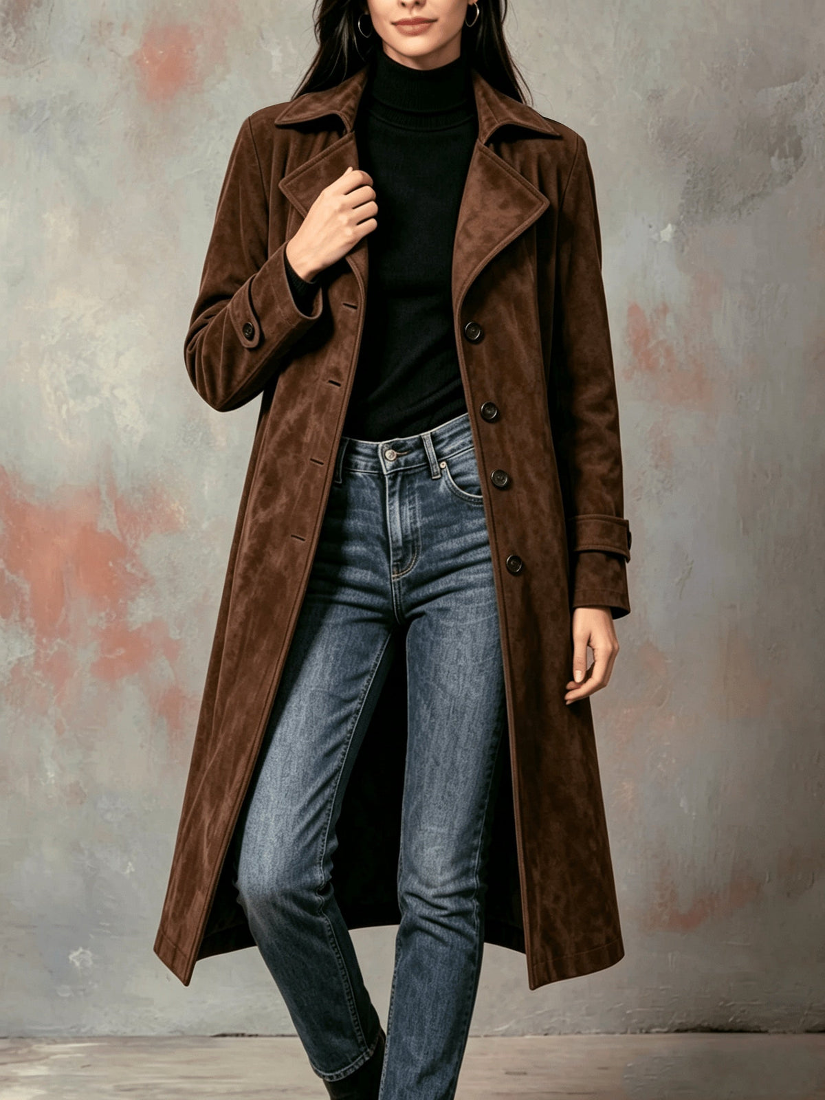 Philomena | Longline Tailored Coat with Lapel Collar
