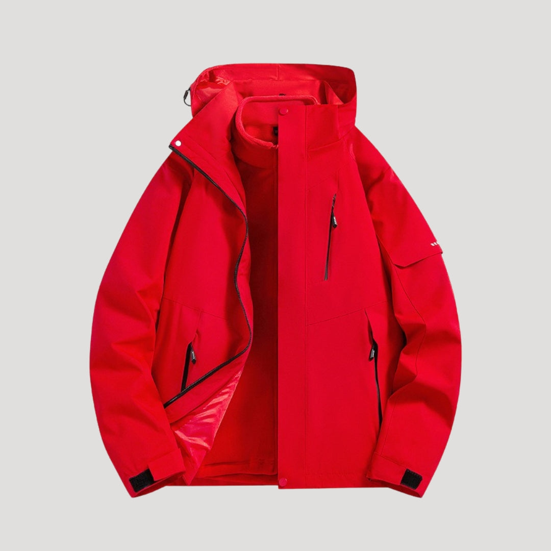 Lorelei | Relaxed Hooded Outdoor Jacket with Zip Pockets - Red