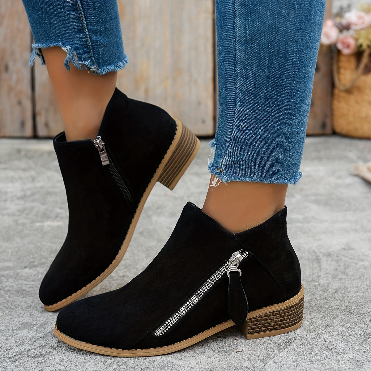 Lorna | Everyday Block Heel Ankle Boots with Side Zip