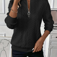 Freya | Relaxed Cable-Knit Cardigan with Zip Front