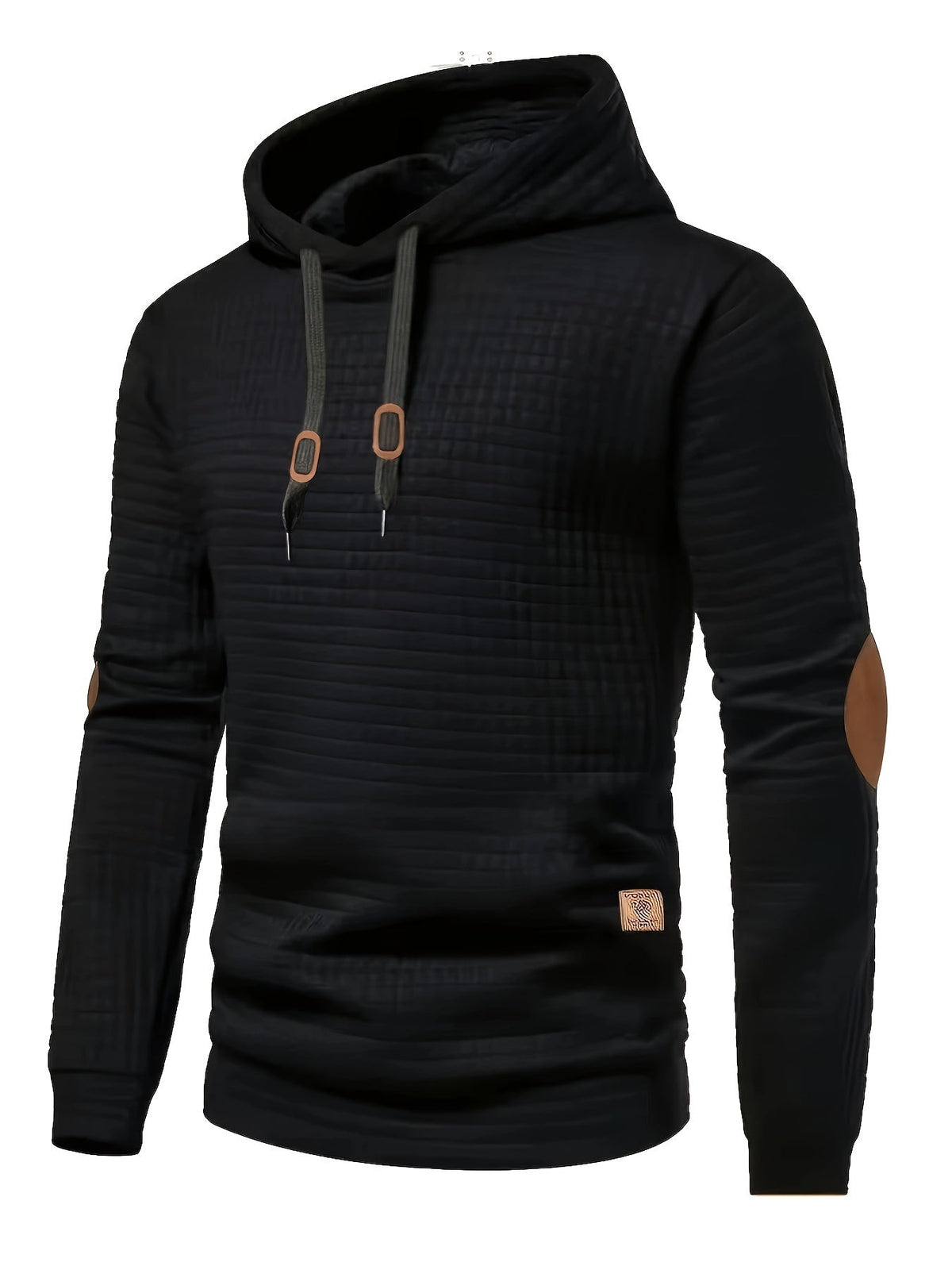 Hamish | Textured Relaxed Hoodie with Contrast Elbow Patches