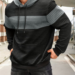 Rory | Textured Colour-Block Hoodie with Front Pocket - Silver Grey