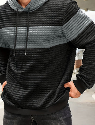 Rory | Textured Colour-Block Hoodie with Front Pocket - Silver Grey