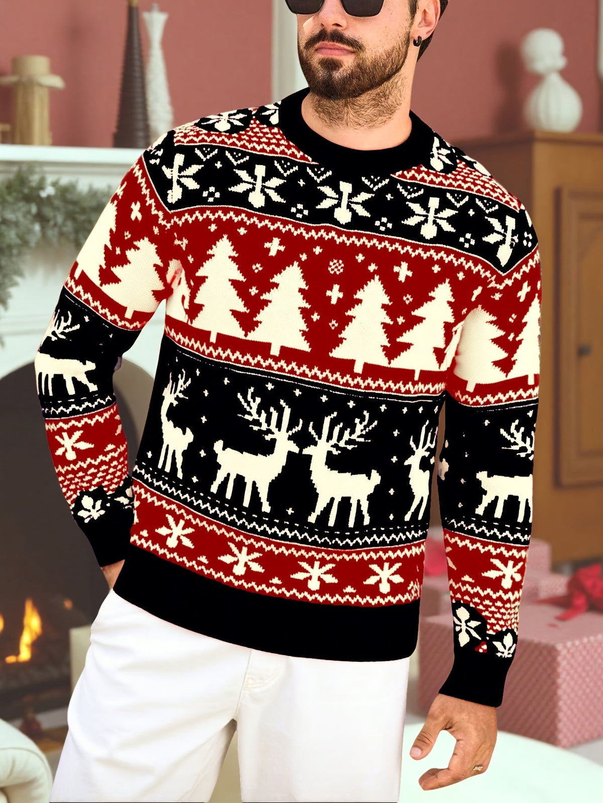 Angus | Festive Knitted Jumper with Winter Motifs