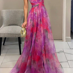 Honora | Flowing Maxi Dress with Floor-Length Skirt - Rose Red