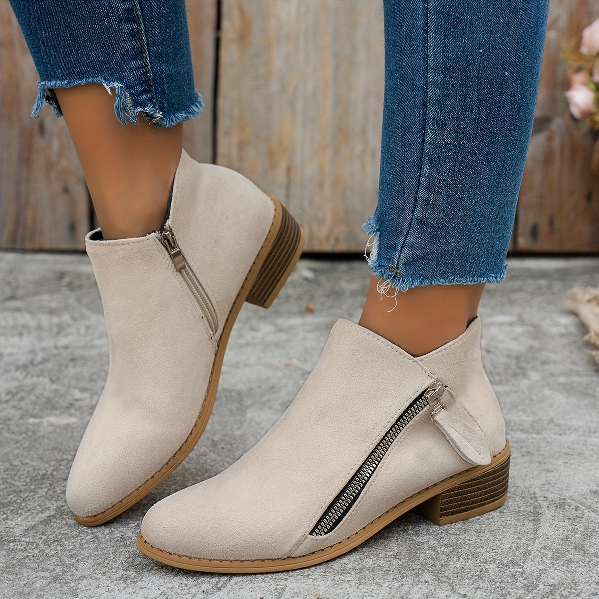 Lorna | Everyday Block Heel Ankle Boots with Side Zip