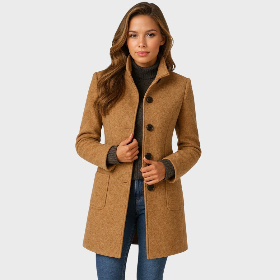 Genevieve | Tailored Longline Coat with Stand Collar