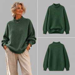 Aurelia | Relaxed Textured Jumper with Ribbed Mock Neck