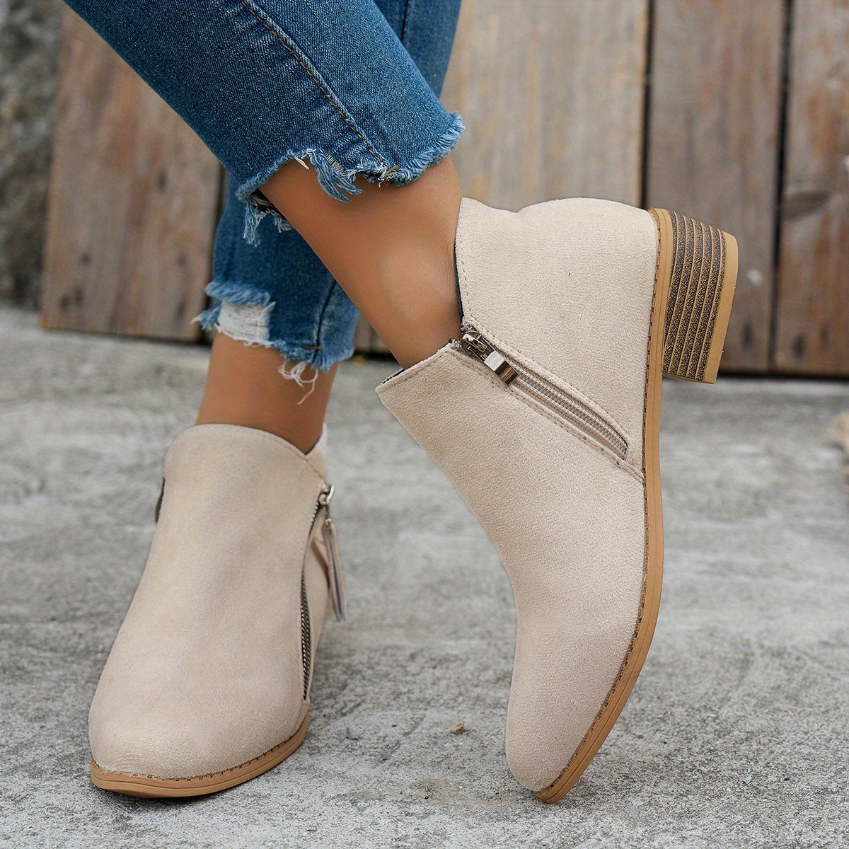 Lorna | Everyday Block Heel Ankle Boots with Side Zip