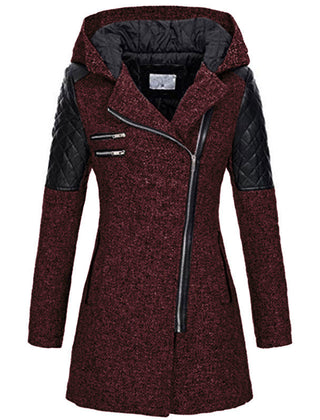 Fenwick Fitted Hooded Coat - Deep Red