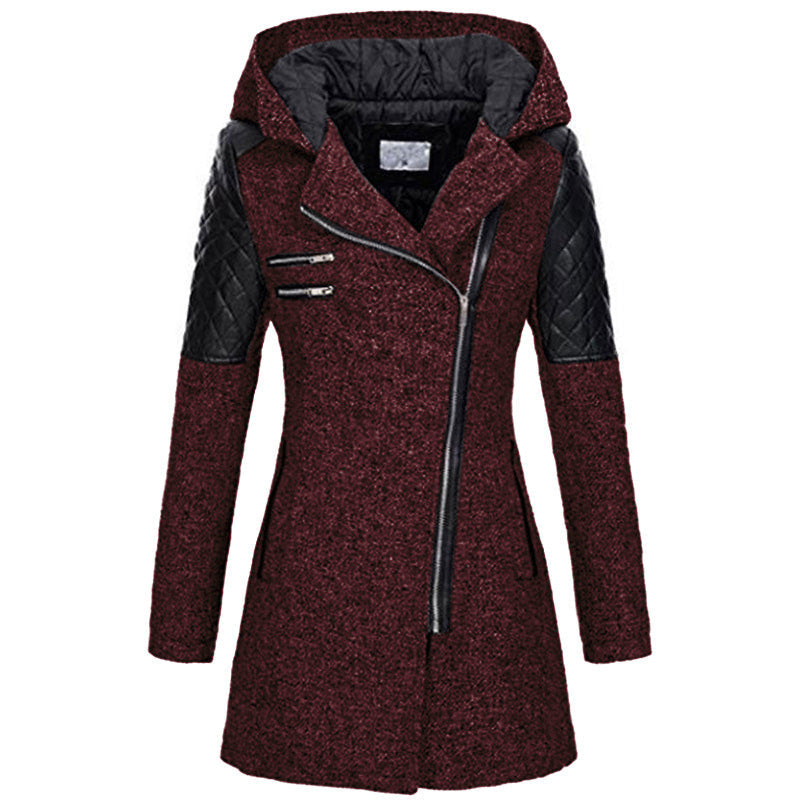 Fenwick Fitted Hooded Coat - Deep Red