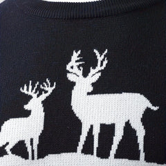 Fergus | Festive Crew Neck Jumper with Reindeer and Pine Design