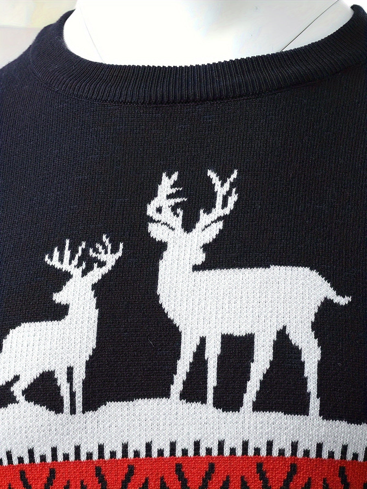 Fergus | Festive Crew Neck Jumper with Reindeer and Pine Design