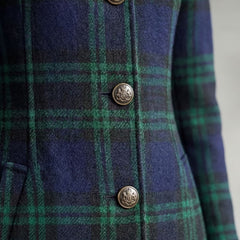 Isla | Fitted Tartan Longline Coat with Stand Collar