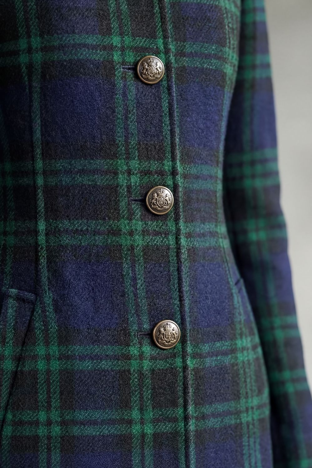 Isla | Fitted Tartan Longline Coat with Stand Collar