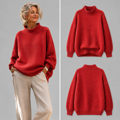 Aurelia | Relaxed Textured Jumper with Ribbed Mock Neck