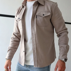 Classic Shirt Jacket with Flap Chest Pockets
