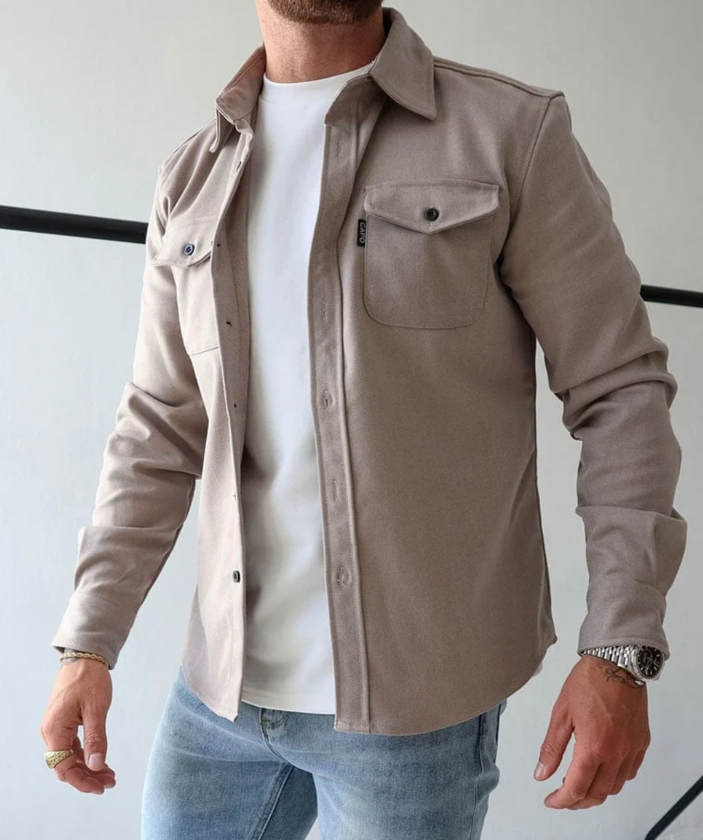 Classic Shirt Jacket with Flap Chest Pockets