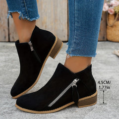 Lorna | Everyday Block Heel Ankle Boots with Side Zip