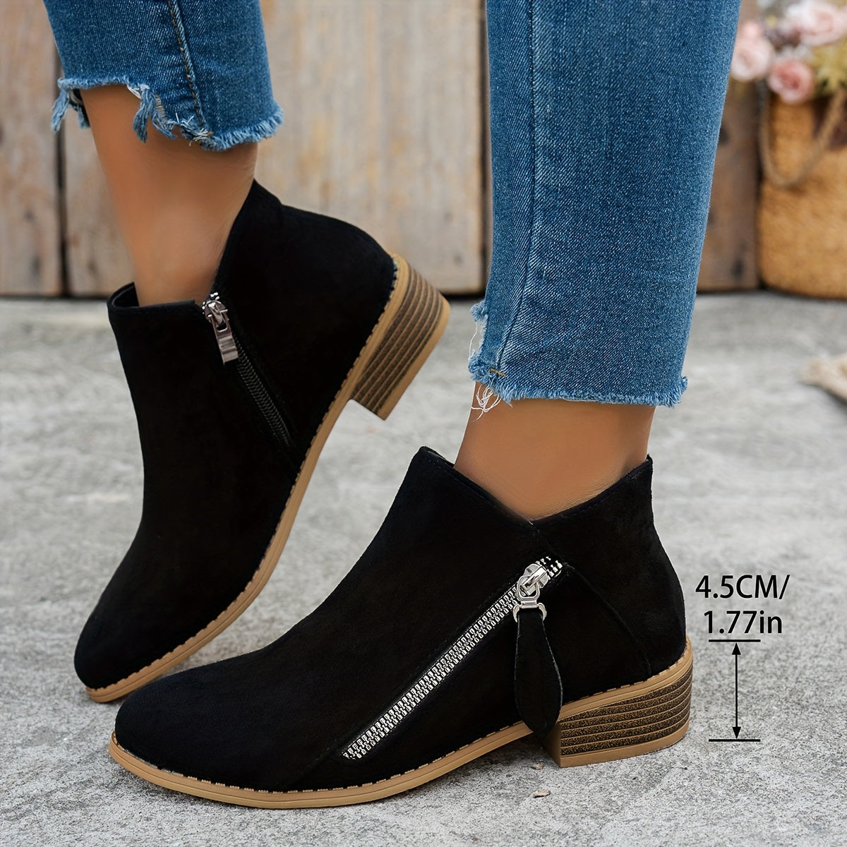 Lorna | Everyday Block Heel Ankle Boots with Side Zip