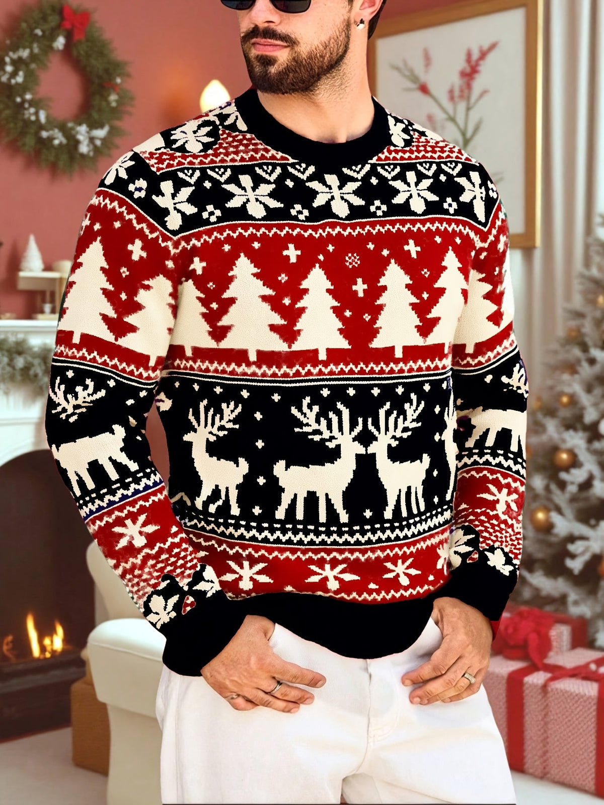 Angus | Festive Knitted Jumper with Winter Motifs