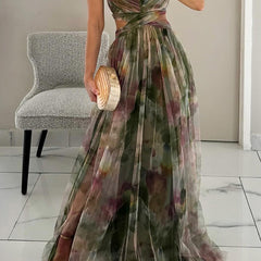 Honora | Flowing Maxi Dress with Floor-Length Skirt - Green