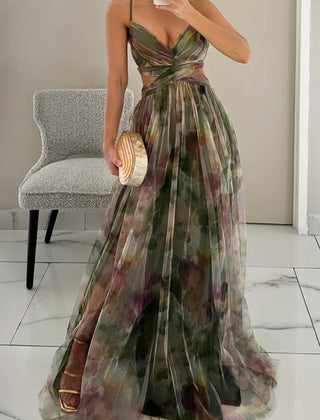 Honora | Flowing Maxi Dress with Floor-Length Skirt - Green