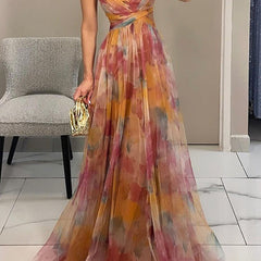 Honora | Flowing Maxi Dress with Floor-Length Skirt - Red