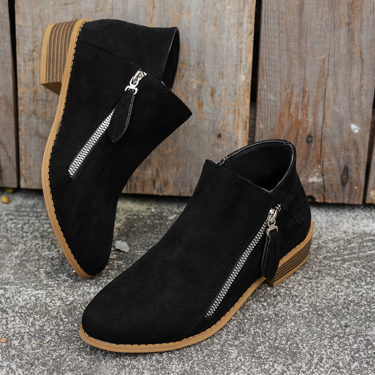 Lorna | Everyday Block Heel Ankle Boots with Side Zip