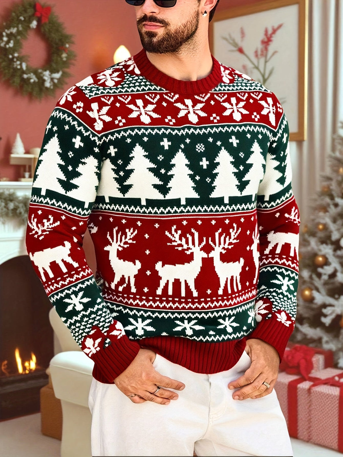 Angus | Festive Knitted Jumper with Winter Motifs