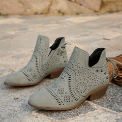 Savannah | Perforated Western Ankle Boots with Tie-Back Detail