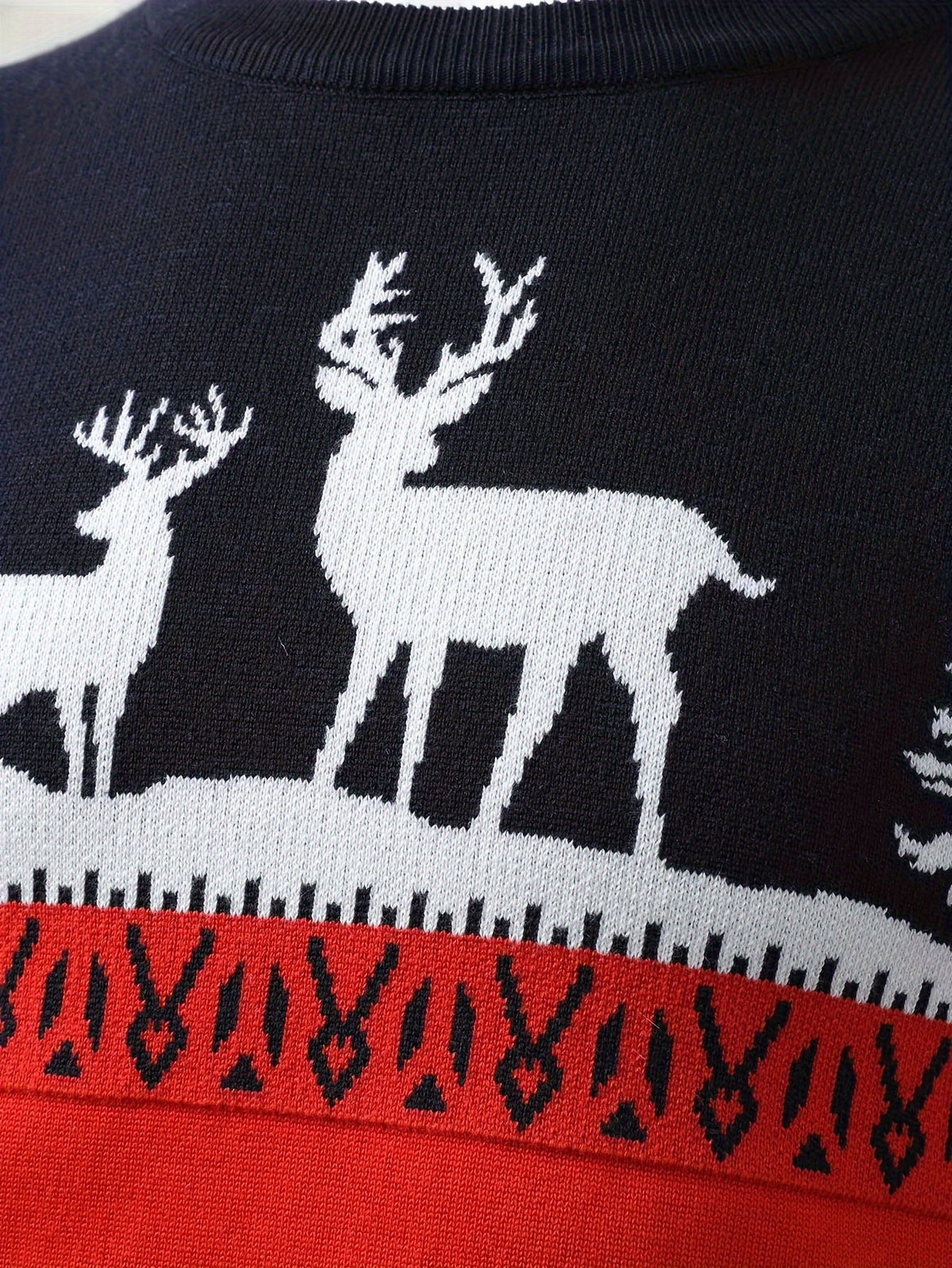 Fergus | Festive Crew Neck Jumper with Reindeer and Pine Design